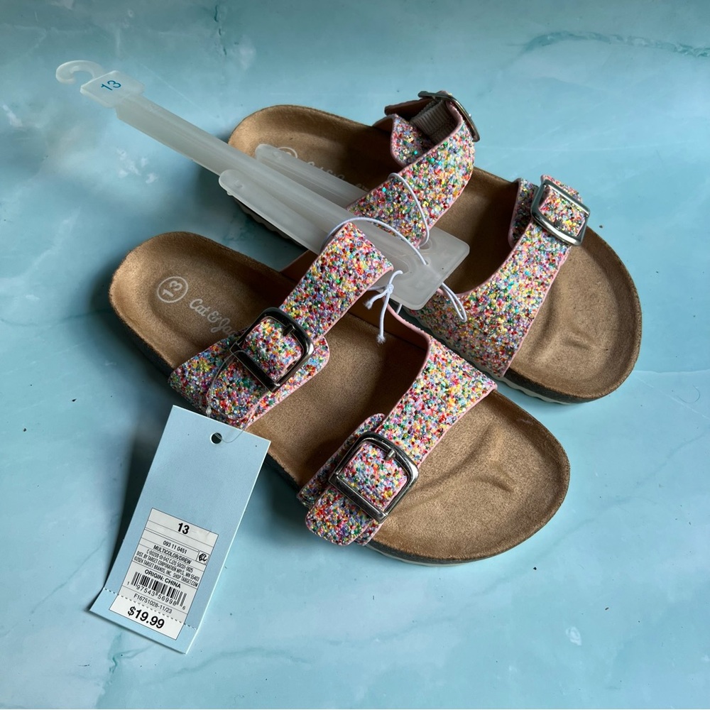 Cat & Jack Multicolor Glitter Kids Sandals